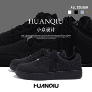 環(huán)球經(jīng)典板鞋男夏季2025新款男鞋透氣黑色百搭休閑運動輕便情侶鞋子男 黑色 41