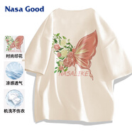 NASA GOOD聯(lián)名短袖t恤男潮牌衣服2025夏季花開(kāi)蝴蝶印花圓領(lǐng)體恤半袖 卡M