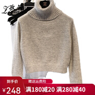 孜茜 高領(lǐng)羊毛衫高腰小個(gè)子厚款毛衣00%純羊毛短款毛衣打底針織衫 灰色 M