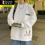 啄木鳥(niǎo)（TUCANO）衛衣男春季新款圓領(lǐng)印花長(cháng)袖T恤男士青年休閑外套打底衫潮流男裝 YWHH8808白色 M