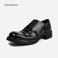dreambox鈞博vibram英倫復(fù)古水洗馬皮德比鞋固特異商務(wù)休閑皮鞋 黑色 39