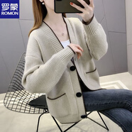 羅蒙（ROMON）2025新款秋冬針織開衫毛衣女寬松韓版加厚洋氣淑女外套百搭顯瘦 燕麥色 S 80-90斤