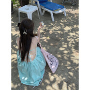 多想余純欲連衣裙女高級(jí)感裙子夏季長(zhǎng)裙露背吊帶裙海邊穿搭沙灘裙度假 薄荷綠露背綁帶連衣裙 L 建議105-115斤