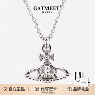 GATMEET珍珠項鏈回形針土星歐陽(yáng)娜娜明星同款情人節生日禮物送女友老婆 銀白鉆鉚釘項鏈