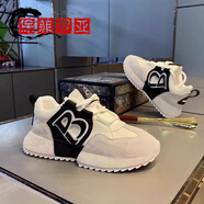 保菲羅亞輕奢老爹鞋男鞋2025春季皮面休閑鞋子男厚底增高鞋包底運動鞋 白色-高端男鞋 41 偏小建議大一碼