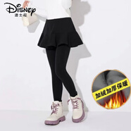 迪士尼女童純·棉打底褲春秋保暖假兩件寶寶裙褲秋冬季外穿加厚兒童褲子 黑色   / 加絨加厚 1 130 碼
