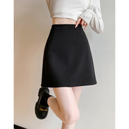 燦圖灰色毛呢半身裙女裝春秋性感純欲辣妹小個(gè)子高腰顯瘦a字包臀短裙 黑色 L
