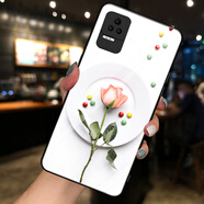 夢逸軒適用小米Redmi K40S玻璃殼紅米K4OS手機套全包軟磨砂邊防滑男女網(wǎng)紅潮個性鋼化硬保護外  盤中玫瑰（簡約單殼）MX
