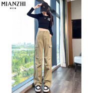 棉致2025工裝褲子女春秋季新款寬松直筒闊腿高腰休閑褲女士 卡其色【1179高品質(zhì)】 M 105-125斤