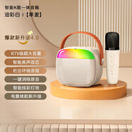 藍(lán)牙音箱無線戶外便攜音響炫彩麥克風(fēng)一體ktv話筒全民k歌 K30音響【米白色】單麥