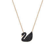 施華洛世奇（SWAROVSKI）Swan 鏈墜大號黑天鵝鍍玫瑰金色項鏈 七夕情人節 禮物 5204134