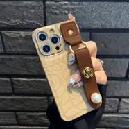八腳獸棕色山茶花蘋果16手機(jī)殼女生iphone15promax珍珠手腕帶IP14/13Pro全包防摔保護(hù)套12高級感輕奢皮質(zhì) 金屬圈鏡頭皮質(zhì)山茶花+深棕色山茶花珍珠腕帶 iPhone 15 Plus
