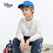 迪士尼（DISNEY）男童針織印花圓領(lǐng)衛(wèi)衣兒童中大童時(shí)尚長(zhǎng)袖上衣25春MB211EA12白130