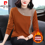 皮爾卡丹（pierre cardin）打底衫女裝大碼德絨媽媽洋氣半高領(lǐng)長(cháng)袖t恤保暖上衣2026春秋新款 焦糖色 L (建議105-115斤)
