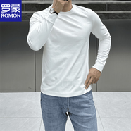 羅蒙cleanfit白色小領(lǐng)口正肩長袖T恤春秋季成熟穩(wěn)重男裝內(nèi)搭打底衫 白色 L