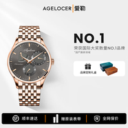 愛(ài)勒  AGELOCER多功能新款商務(wù)名表自動(dòng)機械手表男士原創(chuàng  )品牌十大腕表艾戈勒男表 灰金-鋼帶-4103D9 40mm 布達佩斯系列