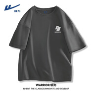 回力（Warrior）男士T恤夏季純棉休閑百搭港風(fēng)短袖上衣青少年寬松大碼半袖t恤潮流 中灰（MHL淺灰圖標(biāo)） 2XL 2XL