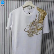 牧獸夏季新款過(guò)肩龍重工燙印短袖T恤男士潮牌痞帥網(wǎng)紅棉休閑半袖潮t 白色 L