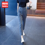 黛姿茹（daiziru）九分休閑西裝褲子女夏季薄款2025新款高腰通勤小個子直筒工裝褲 灰色/九分 薄款 M (27) 【推薦95-105斤】