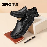 零度Zero官方休閑皮鞋2025春夏新款輕便套腳日常休閑鞋真皮舒適男鞋潮 黑色 【摔紋皮】 42 (260mm)