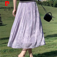 皮爾卡丹（pierre cardin）雪紡流光網(wǎng)紗半身裙女春秋夏高腰垂感氣質(zhì)百搭顯瘦a字超仙百褶裙 紫色 S 建議80-95斤