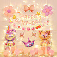 新新精藝生日?qǐng)鼍安贾脷馇蜓b飾女孩寶寶生日周歲布置豪華星黛露套裝