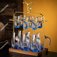 羅威奢品 ROWILUX德國品質(zhì)輕奢水晶玻璃白酒杯套裝家用中式一口小 藍(lán)山分酒器100ml*6+白酒杯10ml*6