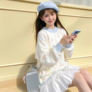 森女部落童趣減齡可愛(ài)小羊羔套頭毛衣女2025春季新款女裝 米白色 單件（單件） M
