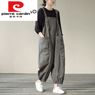 皮爾卡丹（pierre cardin）韓國女工裝哈倫連體褲束腳休閑背帶褲 灰色(少量) M【建議90-120斤】