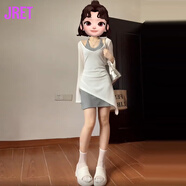 Jret小個子掛脖吊帶連衣裙子女2025新款早夏季韓系穿搭一整套氣質(zhì)短裙 白色T恤+掛脖連衣裙【套裝】【搭 L 55/60kg