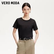VEROMODAT恤女2025春季新款純棉純色百搭基礎(chǔ)T恤 黑色 圓領(lǐng) M
