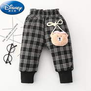 迪士尼（Disney）男童棉褲冬加絨加厚外穿女童保暖褲一條過冬嬰兒超厚褲子寶寶冬裝 格子A加厚棉褲 80 尺碼偏小