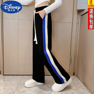 迪士尼（DISNEY）2025新款洋氣女童褲子休閑闊腿褲春秋中大兒童運(yùn)動(dòng)寬松直筒褲外穿 黑色【春秋款】潮流前線 120