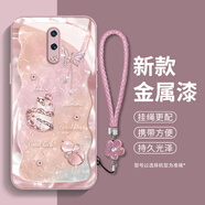 班藍 適用OPPOR17手機殼新款R15標準\夢(mèng)境幸運福蝶葫蘆全包防摔高顏值感超薄玻璃網(wǎng)紅女款保護套潮 玫瑰粉-A2326碎鉆幸運葫蘆+花手鏈 OPPOR17
