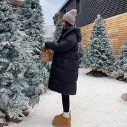 KESIMIAO輕奢品牌女裝白鴨絨短款羽絨服女冬季新款寬松顯瘦加厚淑女外套 23058中長(cháng)款黑色【新國標90白鴨絨】 S (85斤-105斤)