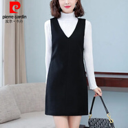 皮爾卡丹（pierre cardin）春秋連衣裙女春季2025新款氣質(zhì)時尚顯瘦無袖毛呢背心裙打底馬甲裙 黑色 L :98-110斤