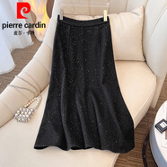 皮爾卡丹（pierre cardin）大l碼早春毛呢小香風(fēng)高腰顯瘦氣質(zhì)字中長款百搭繁星魚尾半身裙潮 黑色【a字半身裙/裙子半身裙/半 L (建議100-120斤)