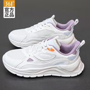361°女鞋運(yùn)動(dòng)鞋女夏季休閑鞋新款網(wǎng)面輕便透氣跑步鞋軟底旅游鞋子女 羽毛白/丁香灰紫-1 36