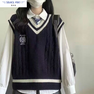 壹源港學(xué)院風(fēng)v領(lǐng)針織衫女春夏新款設計感小眾毛衣馬甲背心寬松外搭上衣 黑色  XL [建議115斤-130斤]