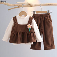 嬰兒衣服分體春秋女寶嬰兒分體套裝春秋女孩嬰幼兒春裝外套女童裝春秋嬰兒三件套裝公主衣服0-1歲3春季2秋裝5 林 一枝花三件套咖色 90