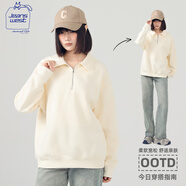 JEANSWEST CLUB真維斯衛(wèi)衣女春秋季半拉鏈polo領(lǐng)撞色復古潮個性設(shè)計感慵懶風上衣