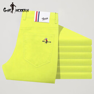GOLF MODERN服裝春秋男士長(zhǎng)褲中腰直筒商務(wù)休閑褲品牌男裝高爾夫球褲 檸檬黃 33