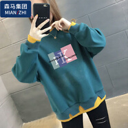 棉致加絨/不加絨純棉假兩件衛(wèi)衣女秋冬新款休閑風(fēng) 薄款-PK【藍(lán)色】 L _建議101-120斤