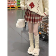 智兜兜 格子半身短裙春季2025新款搭配過年圣誕節(jié)女紅色百褶裙子 紅色 S