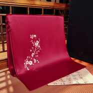 玫芙娜旗袍修身顯瘦氣質(zhì)酒紅色繡花旗袍中長(cháng)款中國風(fēng)喜婆婆婚宴時(shí)尚禮服 旗袍披肩（45*180cm）均碼 M