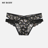 mybody 商場同款內(nèi)褲女純欲豹紋性感V型腰透氣中低腰三角褲 蝴蝶印花 M