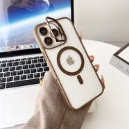 桐汝壁新款蘋(píng)果17promax手機殼感透明磁吸適用蘋(píng)果16ProMax手機殼iPhone15plus折疊支架一體ip1417air套 沙漠金透明磁吸+五金鏡頭隱形支 蘋(píng)果17