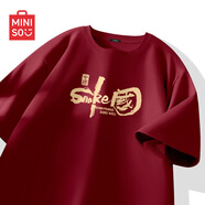 名創(chuàng  )優(yōu)品（MINISO）新年紅色短袖男款2025國潮本命年衣服開(kāi)春寬松純棉t恤 酒紅 M
