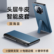 摩斐【支持無(wú)線快充丨360°旋轉(zhuǎn)支架】適用華為matex6手機(jī)殼典藏版超薄全包中軸保護(hù)防摔真皮支架皮套 X6/X6典藏版通用【深海藍(lán)】頂配真皮丨旋轉(zhuǎn)支架 智能視窗丨全包翻蓋防護(hù)