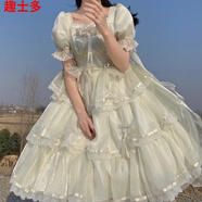趣士多洛麗塔公主裙現(xiàn)貨小姐裙子洛麗塔Lolita連衣裙op花嫁華麗方 OP裙+拖尾+蝴蝶結(jié)+裙撐(魚骨) L